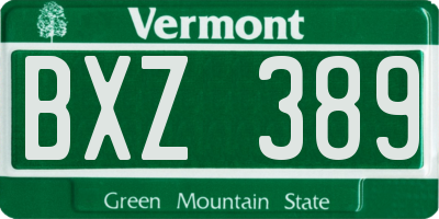 VT license plate BXZ389