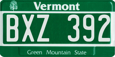 VT license plate BXZ392