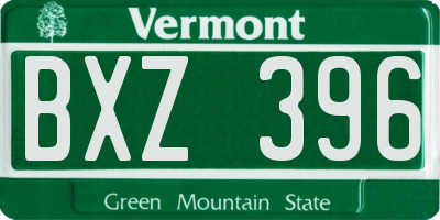 VT license plate BXZ396