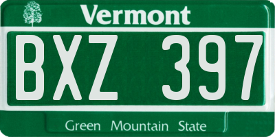 VT license plate BXZ397