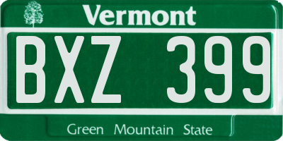 VT license plate BXZ399