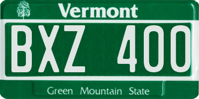 VT license plate BXZ400