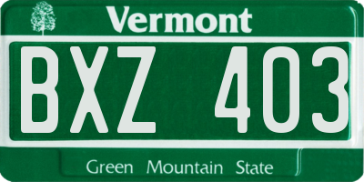 VT license plate BXZ403