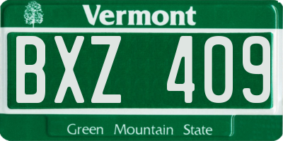 VT license plate BXZ409