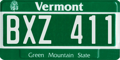 VT license plate BXZ411