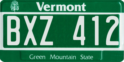 VT license plate BXZ412
