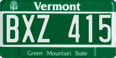 VT license plate BXZ415
