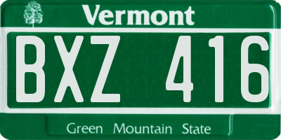 VT license plate BXZ416