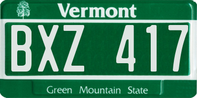 VT license plate BXZ417