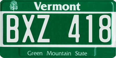 VT license plate BXZ418
