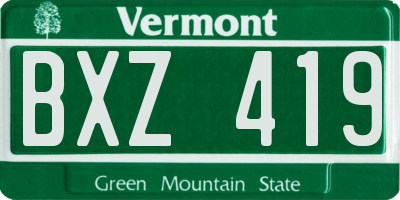 VT license plate BXZ419