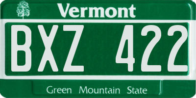 VT license plate BXZ422