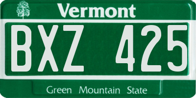 VT license plate BXZ425
