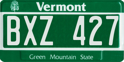 VT license plate BXZ427