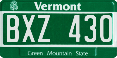 VT license plate BXZ430