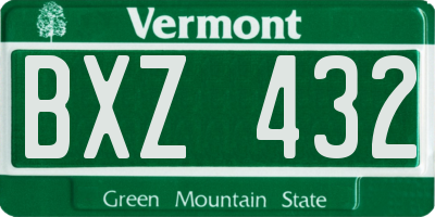 VT license plate BXZ432