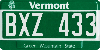 VT license plate BXZ433