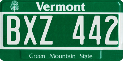 VT license plate BXZ442