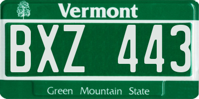 VT license plate BXZ443
