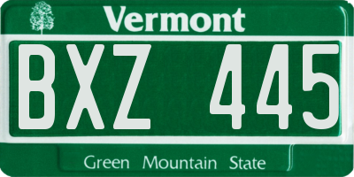 VT license plate BXZ445