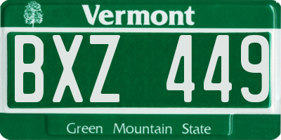 VT license plate BXZ449