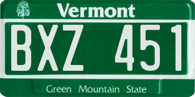 VT license plate BXZ451