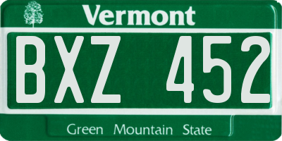 VT license plate BXZ452
