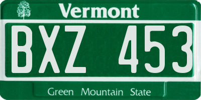 VT license plate BXZ453