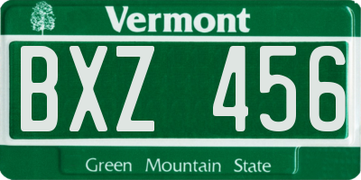 VT license plate BXZ456