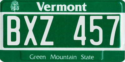 VT license plate BXZ457