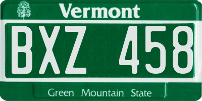 VT license plate BXZ458