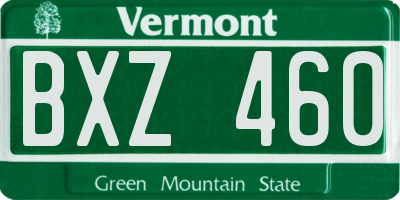 VT license plate BXZ460