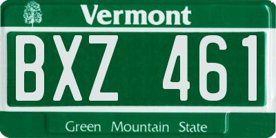 VT license plate BXZ461