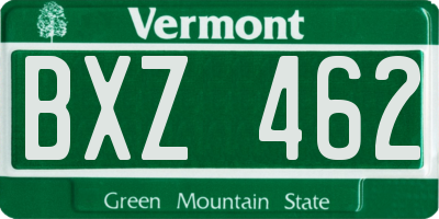 VT license plate BXZ462