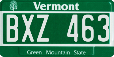 VT license plate BXZ463