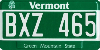 VT license plate BXZ465