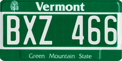 VT license plate BXZ466