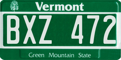 VT license plate BXZ472