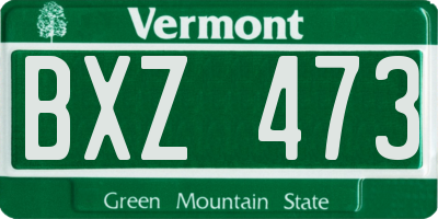 VT license plate BXZ473