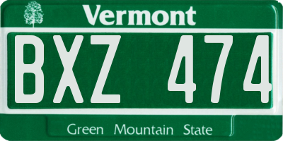 VT license plate BXZ474