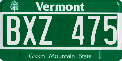 VT license plate BXZ475