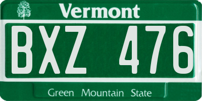 VT license plate BXZ476