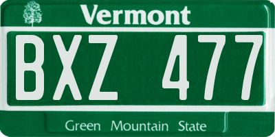 VT license plate BXZ477