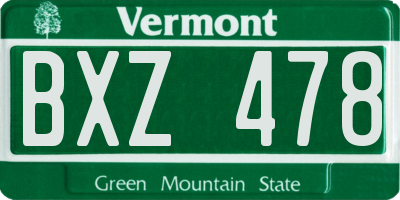 VT license plate BXZ478