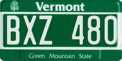 VT license plate BXZ480