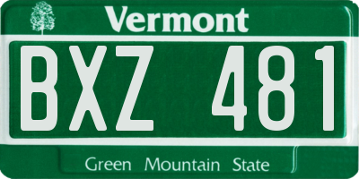 VT license plate BXZ481