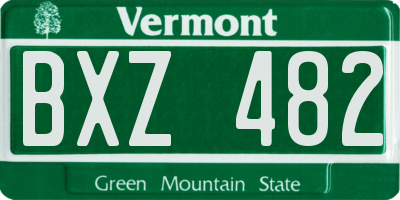 VT license plate BXZ482