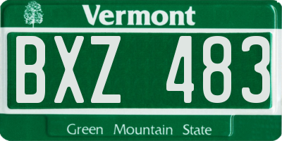 VT license plate BXZ483
