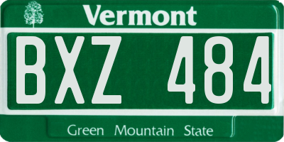 VT license plate BXZ484