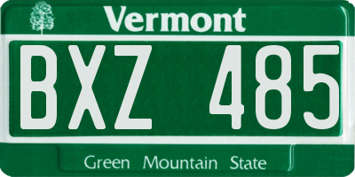 VT license plate BXZ485